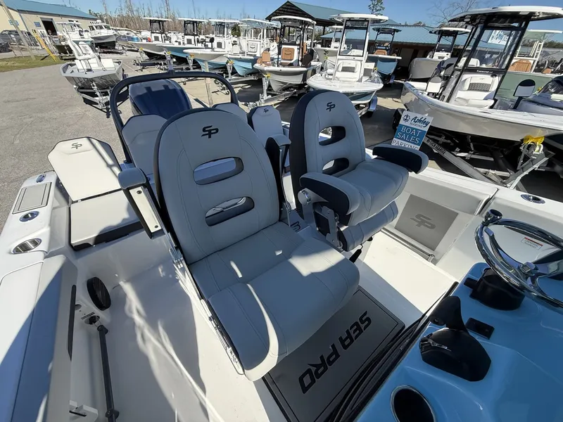 Slide: The Image of Interior of 2026 Sea Pro 245FLX R with luxurious seating. - 11