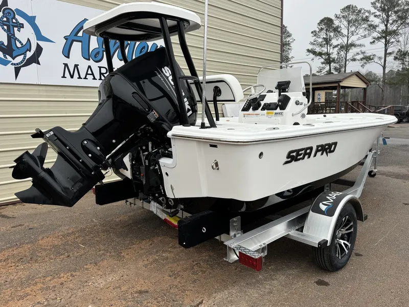 Slide: The Image of 2026 Sea Pro 172 Bay boat on trailer, exterior view. - 7