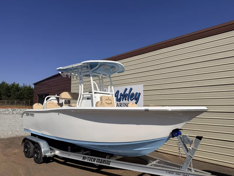 The Image of 2026 Sea Pro 225FLX Sandbar boat on trailer at Ashley Marine. - 1