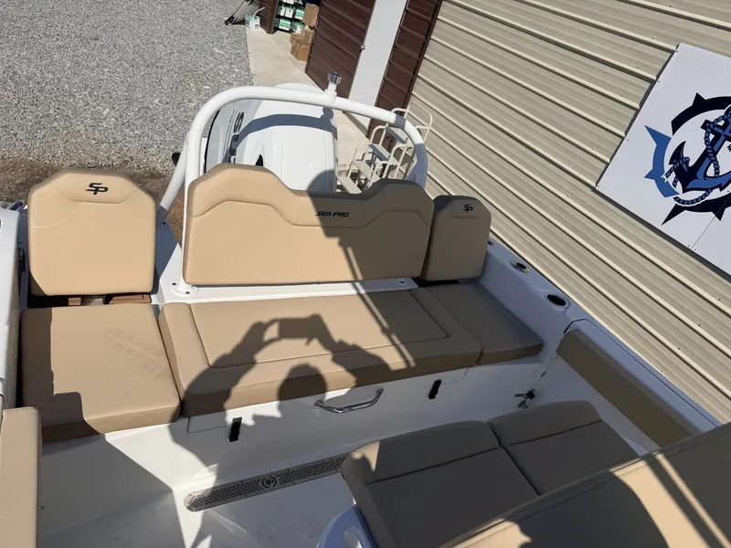Slide: The Image of Interior of Sea Pro 225FLX Sandbar 2026 with beige seating. - 4