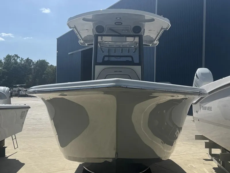 Slide: The Image of 2026 Sea Pro 245FLX R boat displayed outdoors. - 3