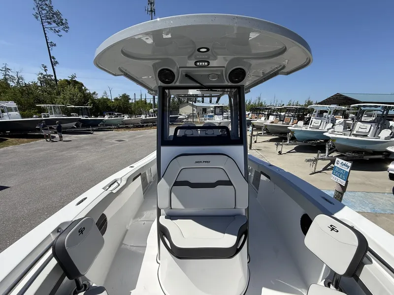Slide: The Image of Interior view of the 2026 Sea Pro 242 DLX boat. - 8