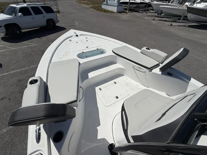 Slide: The Image of 2026 Sea Pro 250 Bay boat with spacious deck and seating. - 9