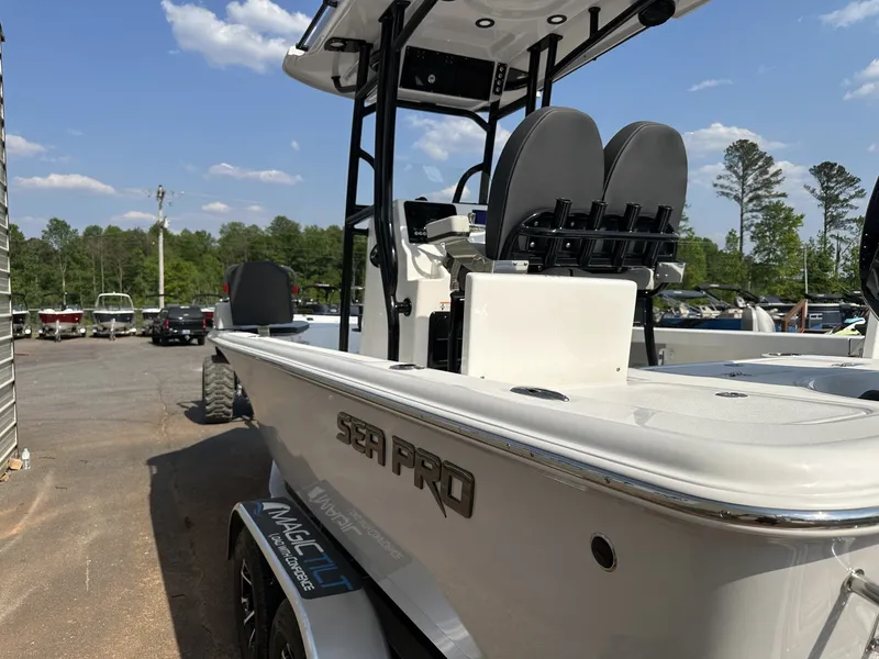 Slide: The Image of 2026 Sea Pro 230 Bay boat on trailer outdoors. - 5