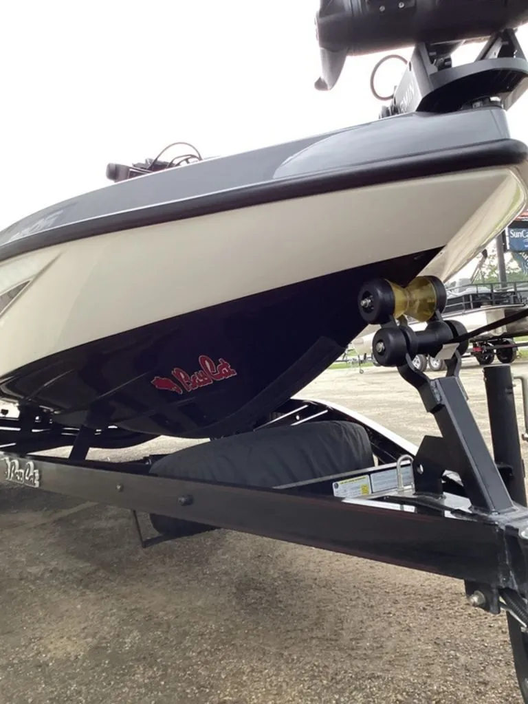 Slide: The Image of 2026 Bass Cat Cougar FTD SP on trailer, side view. - 18