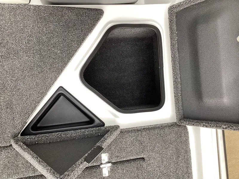 Slide: The Image of Interior of 2026 Bass Cat Cougar FTD SP with storage compartments. - 28