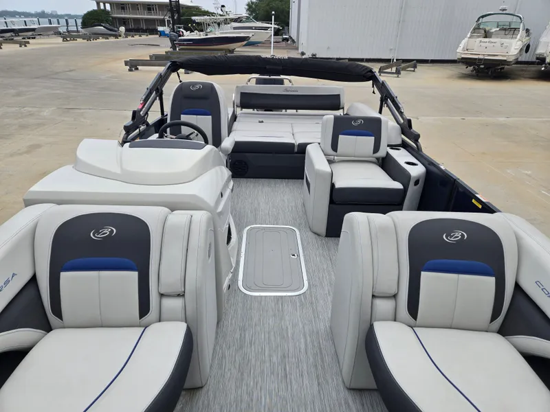 Slide: The Image of Interior of a 2021 Barletta 23U CORSA boat, modern seating. - 10