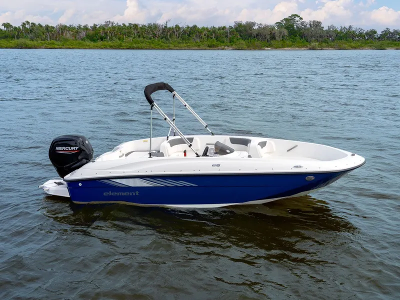 The Image of Bayliner Element E16 boat 2026 on calm water. - 1