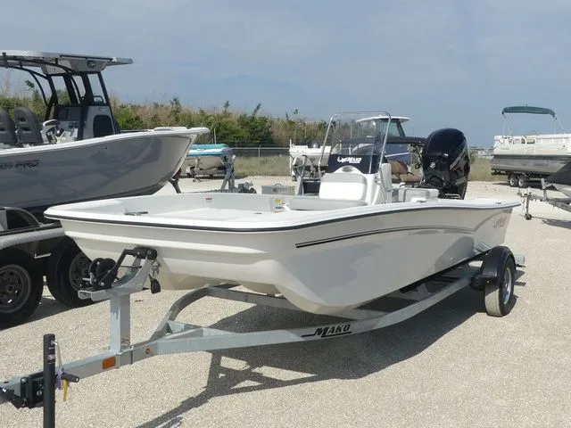 The Image of 2026 Mako Pro Skiff 17 CC on trailer, ready for adventure. - 1