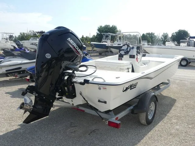 Slide: The Image of 2026 Mako Pro Skiff 17 CC with Mercury engine on trailer. - 4
