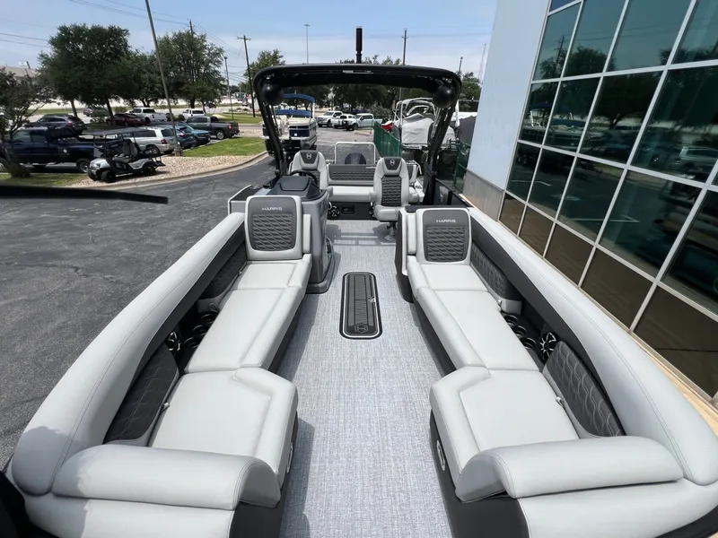 Slide: The Image of Interior of Harris Sunliner 250 pontoon boat, model year 2026. - 11