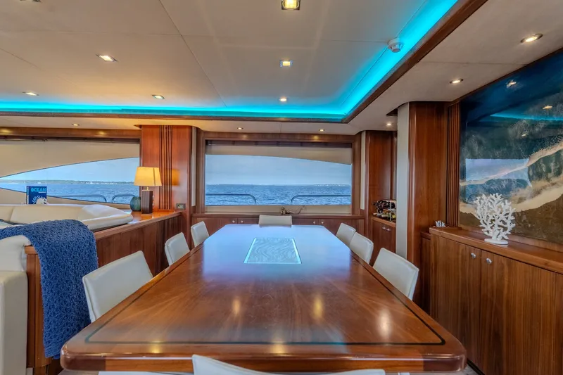 Slide: The Image of Luxurious interior of 2004 Sunseeker 105 Yacht with elegant dining area and ocean view. - 51