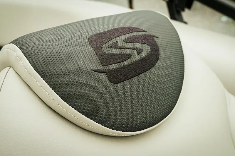 Slide: The Image of Dockside 20DQ 2026 boat seat with embroidered logo, featuring gray and white upholstery. - 15