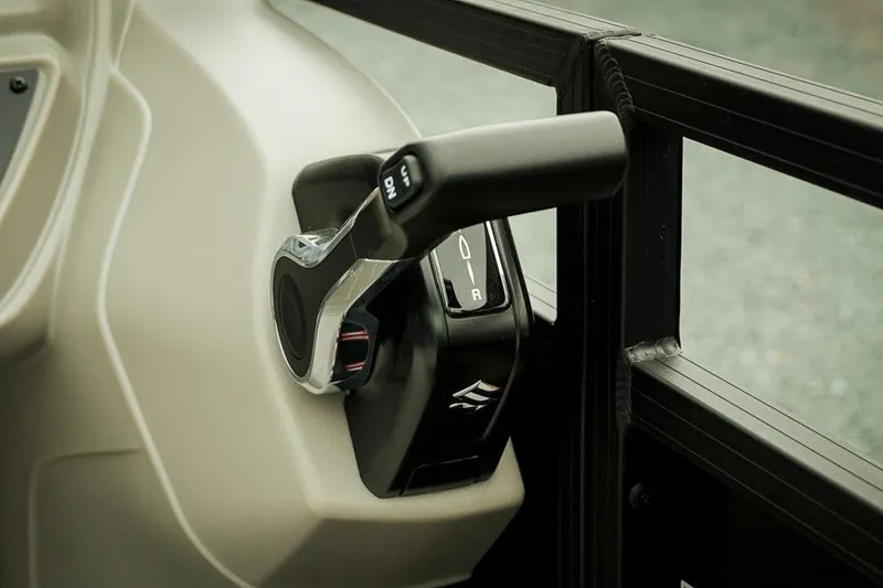 Slide: The Image of Close-up of Dockside 20DQ 2026 boat throttle control lever. - 9