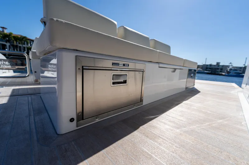 Slide: The Image of Luxurious seating and storage on the 2025 Solaris Power 44 Open yacht deck. - 18