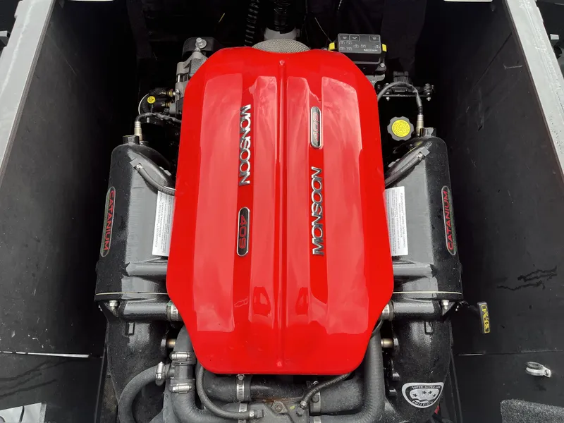 Slide: The Image of Red Monsoon 409 engine in 2019 Axis T22 boat. - 22