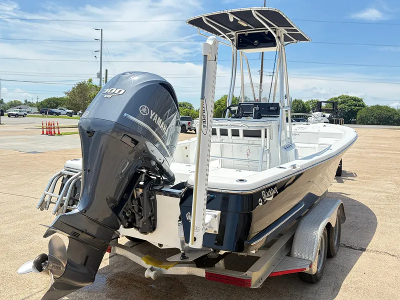 Slide: The Image of 2011 BlackJack 224 boat with Yamaha 300 HP engine on trailer. - 5