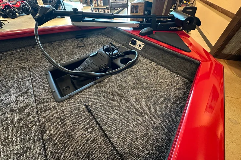 Slide: The Image of 2026 Tracker Pro Team 175 boat deck with Minn Kota trolling motor. - 16