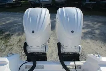 Slide: The Image of Twin outboard engines on a 2026 Sea Fox 282 Hybrid LT boat. - 7