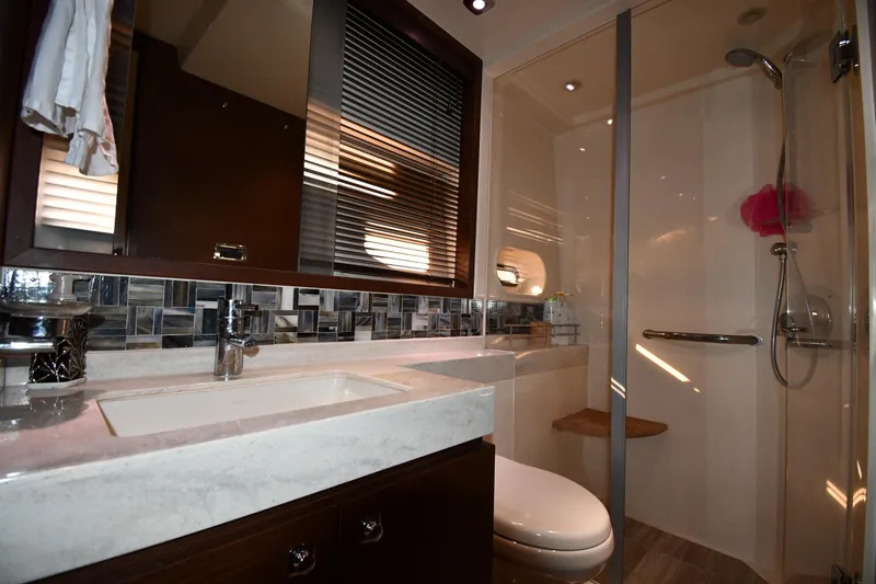 Slide: The Image of Luxurious bathroom in 2013 Sea Ray Sundancer 540 yacht with modern fixtures and shower. - 49