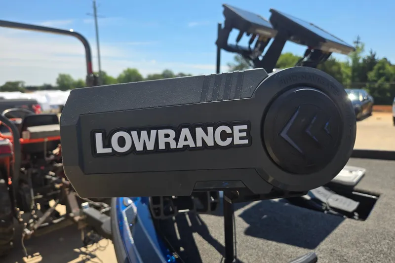 Slide: The Image of Lowrance device on a 2023 Nitro Z20 Pro boat, outdoors in sunny weather. - 17