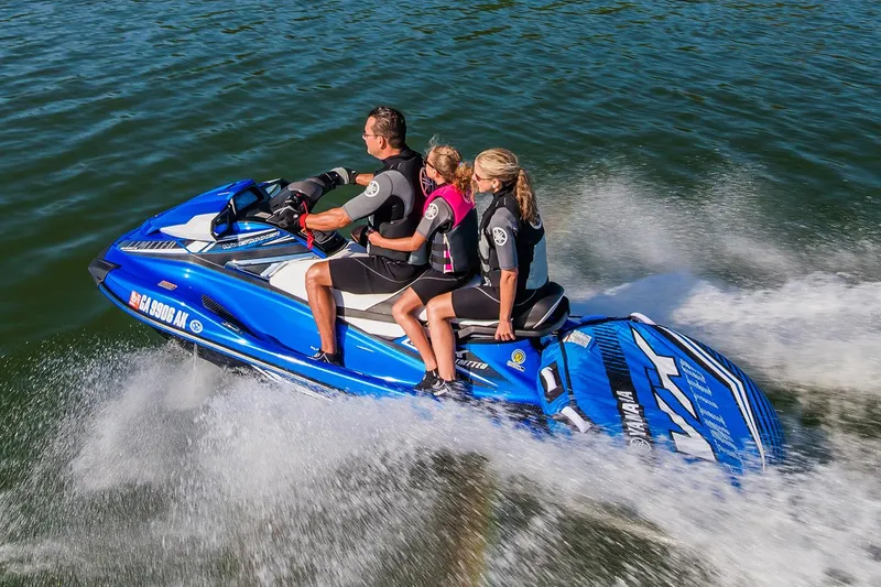 Slide: The Image of Manufacturer Provided Image: 2017 Yamaha WaveRunner VX Limited with three riders enjoying a ride on the water. - 14