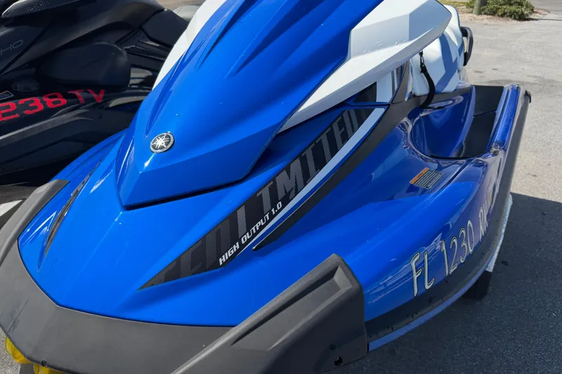 Slide: The Image of 2017 Yamaha WaveRunner VX Limited in blue, parked on pavement. - 9