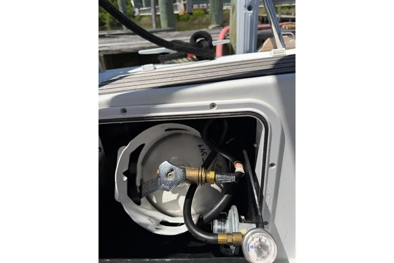 Slide: The Image of Propane tank compartment on a 2015 Jeanneau Sun Odyssey 349 sailboat. - 51