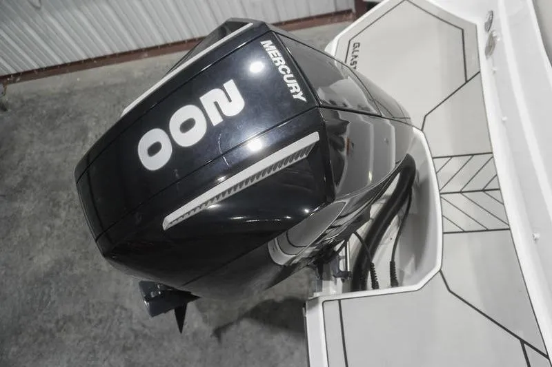 Slide: The Image of 2022 Glastron GTD 220 boat with a Mercury 200 outboard motor, viewed from above. - 4