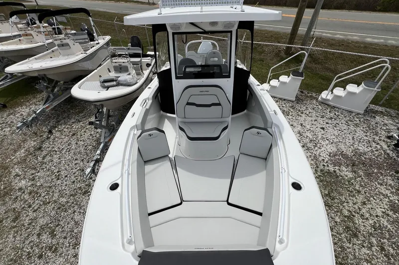 Slide: The Image of 2026 Sea Pro 245FLX Sandbar boat with sleek design and spacious seating. - 5