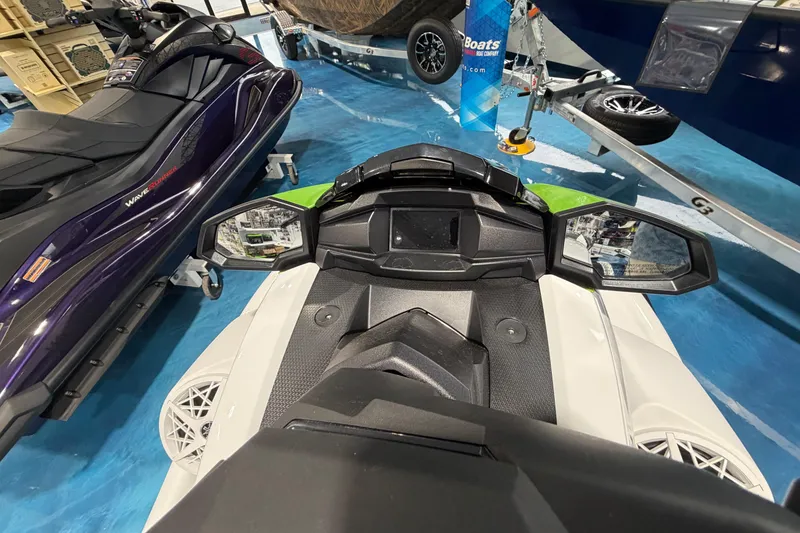 Slide: The Image of 2026 Yamaha WaveRunner VX Deluxe dashboard and controls, displayed in a showroom setting. - 6