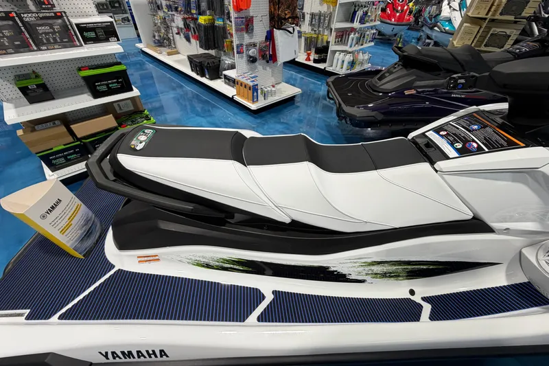 Slide: The Image of 2026 Yamaha WaveRunner VX Deluxe on display in a showroom. - 8