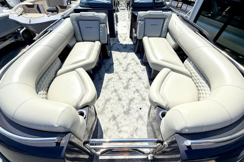 Slide: The Image of 2022 Crest Continental 270 NX-CS Twin boat interior with luxurious seating. - 23