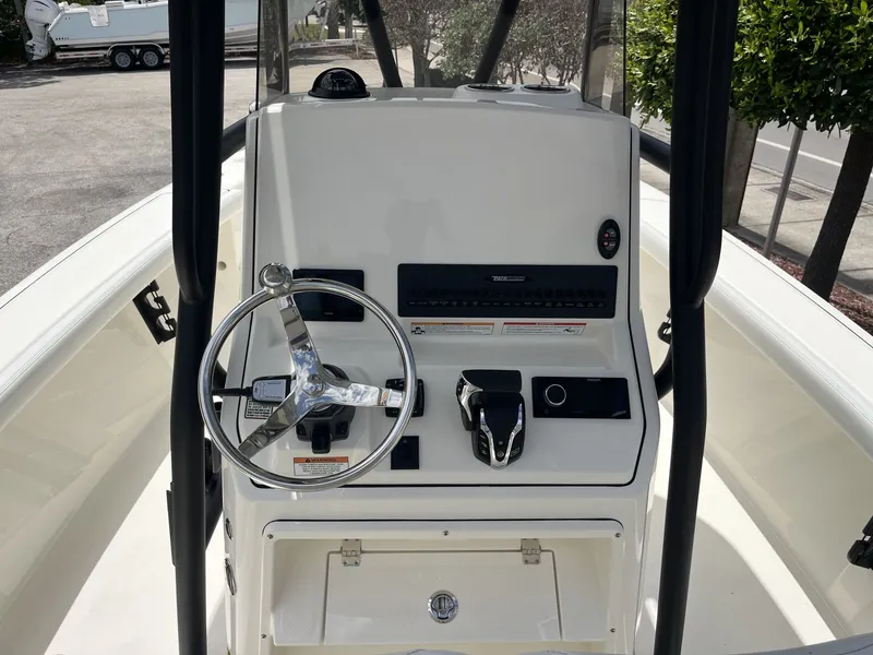 Slide: The Image of Steering console of Pathfinder 2400 Open boat, year 2026. - 12