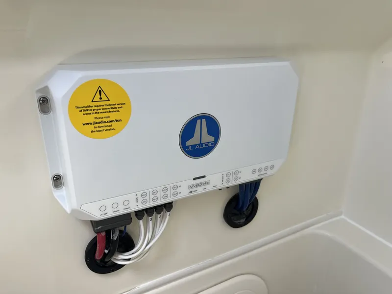 Slide: The Image of JL Audio amplifier in Pathfinder 2400 Open 2026 boat. - 18