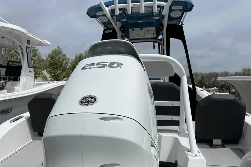 Slide: The Image of 2026 Sea Pro 225FLX Sandbar boat with powerful 250 engine, sleek design. - 21