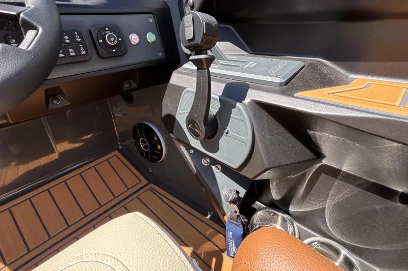 Slide: The Image of Interior of 2026 MB B52 23 Alpha boat with control panel and steering. - 41