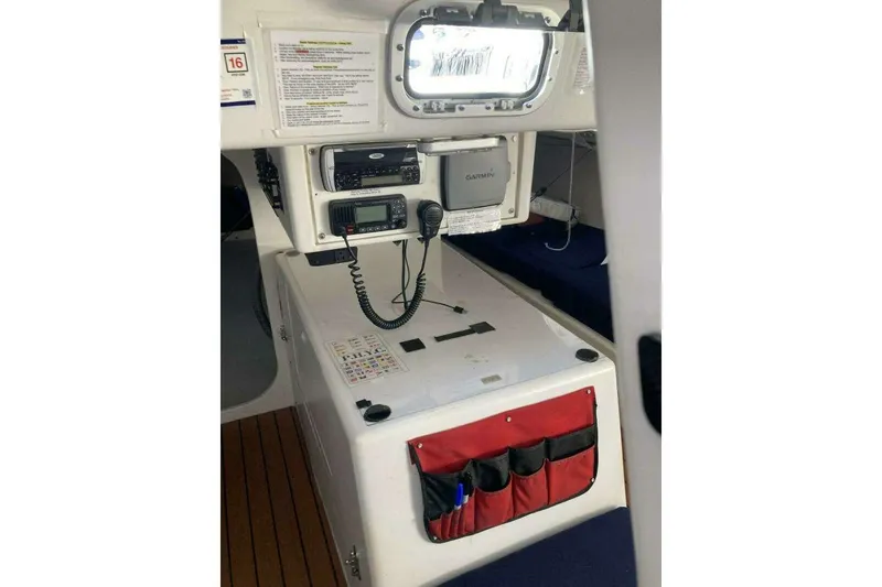 Slide: The Image of Interior of a 1995 Nelson Marek 46 sailboat with navigation equipment. - 11