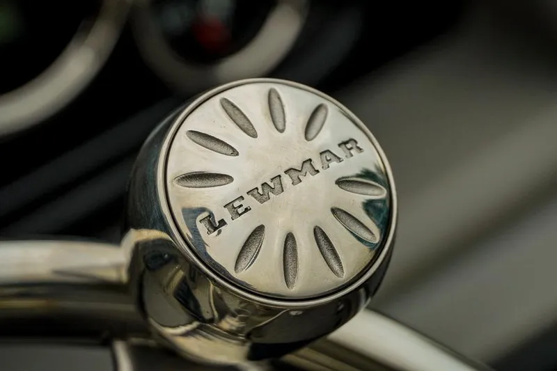Slide: The Image of Close-up of Lewmar steering wheel on 2026 Trifecta LE 22RF boat. - 25