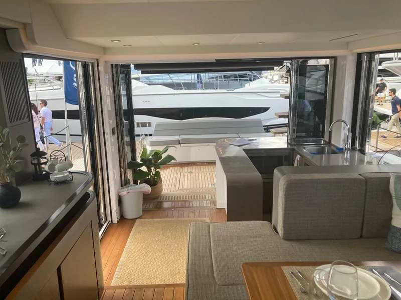 Slide: The Image of Luxurious interior of 2024 OKEAN 52 yacht with open deck view. - 43