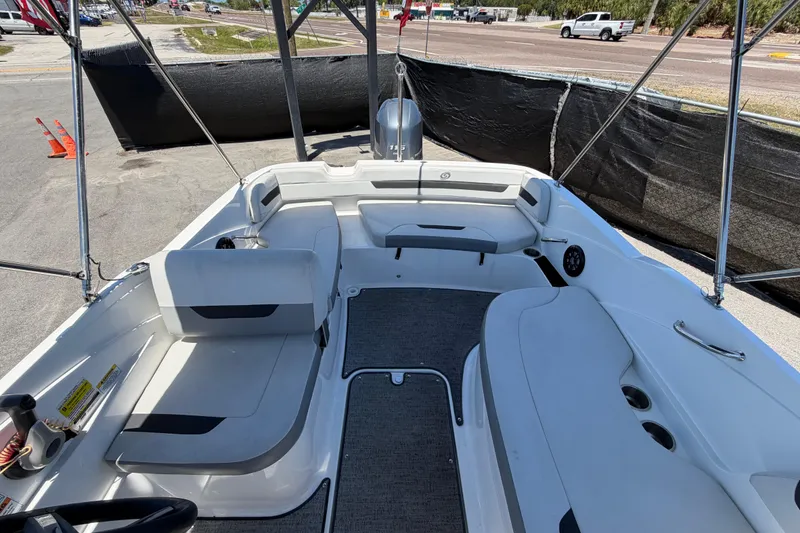 Slide: The Image of 2022 Hurricane SunDeck Sport 185 OB boat interior with spacious seating and modern design. - 45