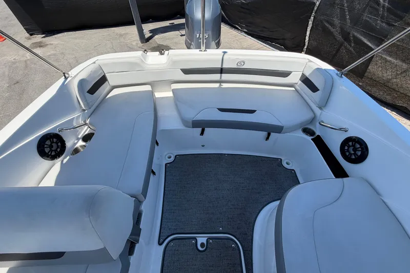 Slide: The Image of 2022 Hurricane SunDeck Sport 185 OB boat interior with spacious seating and modern design. - 49