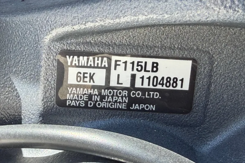 Slide: The Image of Yamaha F115LB engine label on 2022 Hurricane SunDeck Sport 185 OB boat. - 58