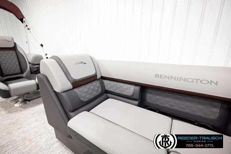 Slide: The Image of Luxurious interior seating of 2026 Bennington S20 Luxe pontoon boat. - 23