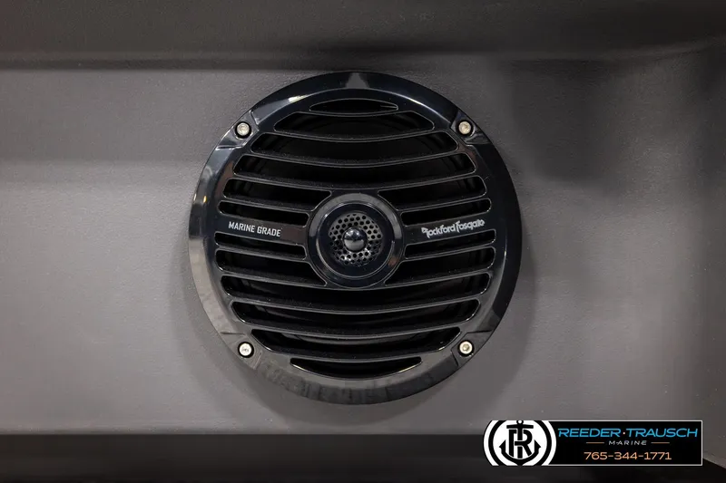 Slide: The Image of Marine-grade speaker on 2026 Bennington S20 Luxe boat, featuring Rockford Fosgate branding. - 39