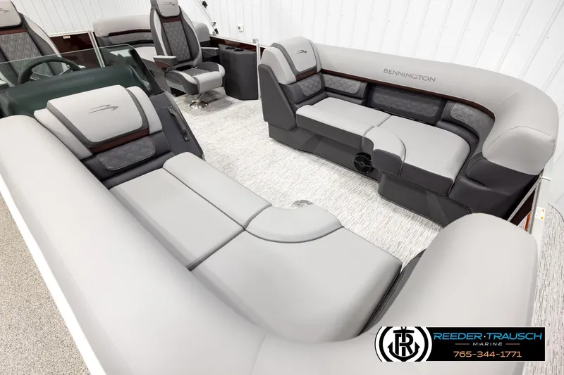 Slide: The Image of Interior of 2026 Bennington S20 Luxe pontoon boat with luxurious seating and modern design. - 9