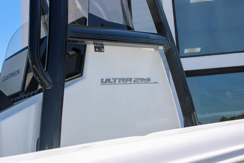 Slide: The Image of 2026 Sea Hunt Ultra 219 boat with Garmin equipment, close-up view. - 3