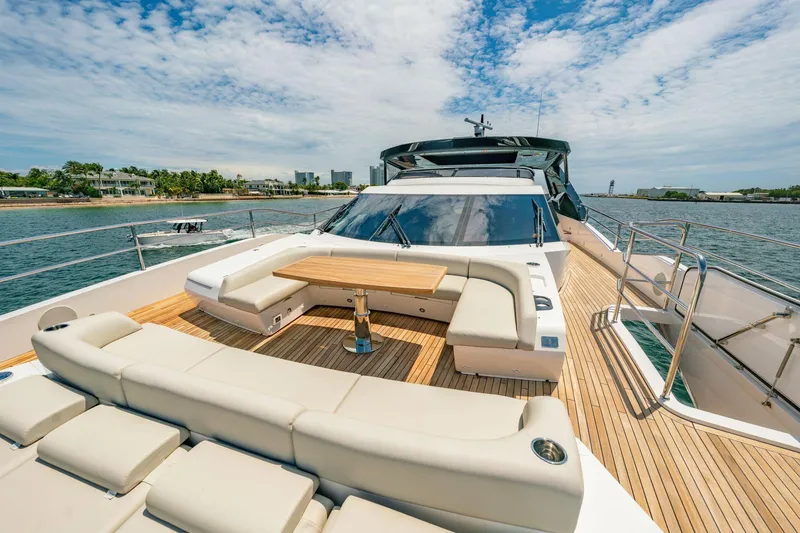 Slide: The Image of Luxurious 2024 Sunseeker 100 Yacht with spacious deck and elegant seating area. - 30