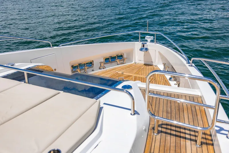 Slide: The Image of Luxurious 2024 Sunseeker 100 Yacht deck with sleek design and ocean view. - 33