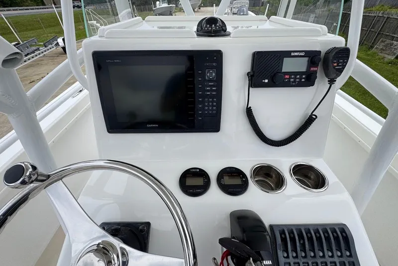 Slide: The Image of Steiger Craft 21 Tournament 2014 boat dashboard with Garmin and Simrad electronics. - 9